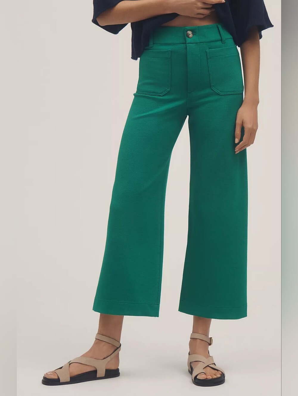 Maeve Emerald Green Wide-Leg Pants